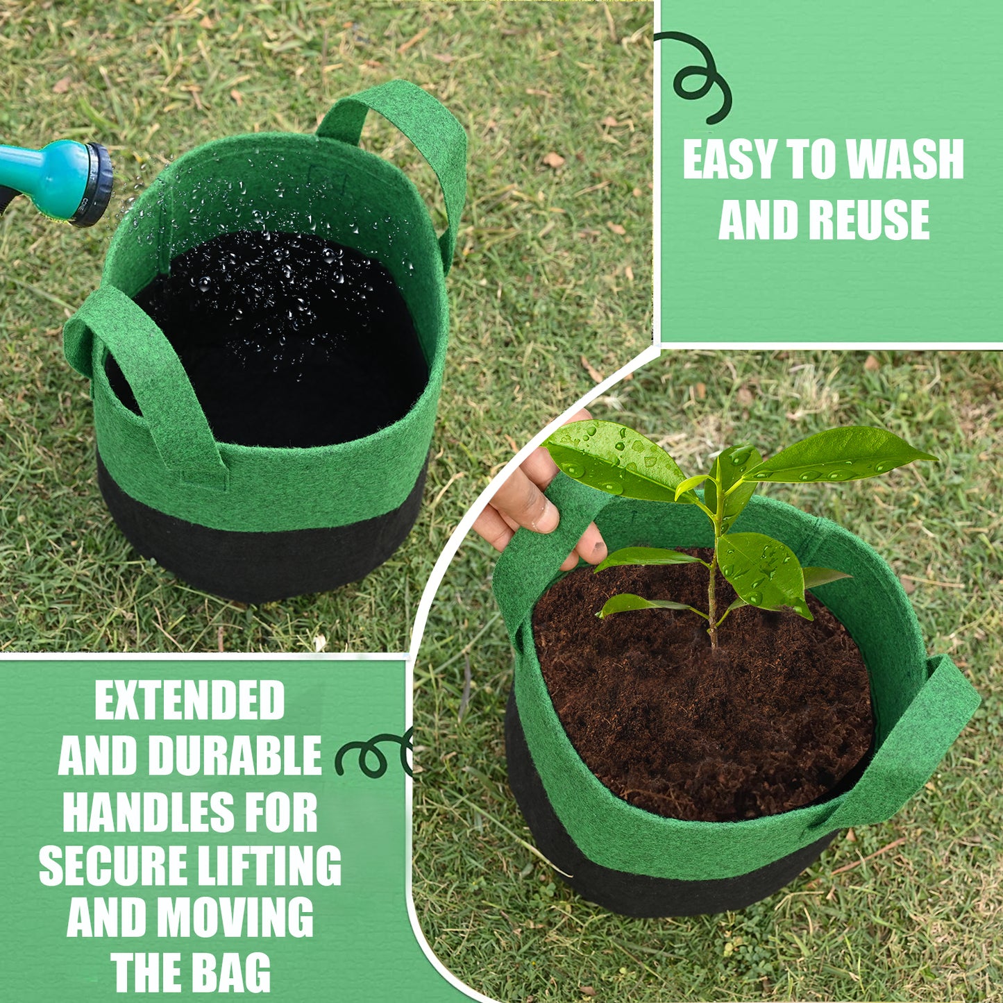 Greensheep Geo Fabric Grow Bags ( Green/ Black )
