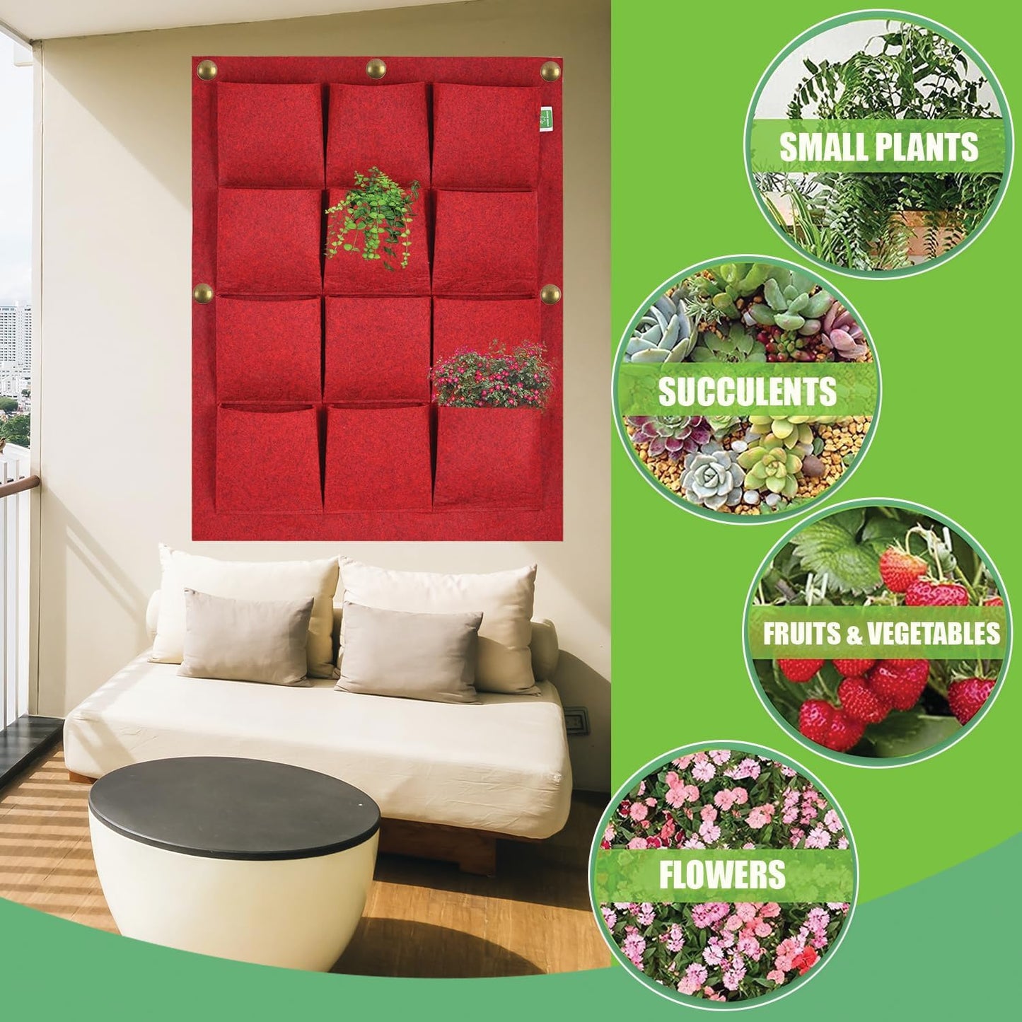 Eco-Friendly Bio Felt Vertical Planter | Sustainable Garden Solutions|Maroon
