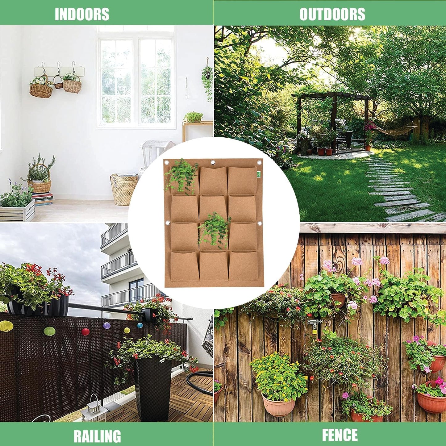 Chic Beige Felt Vertical Garden Panel | Elegant Wall Planter