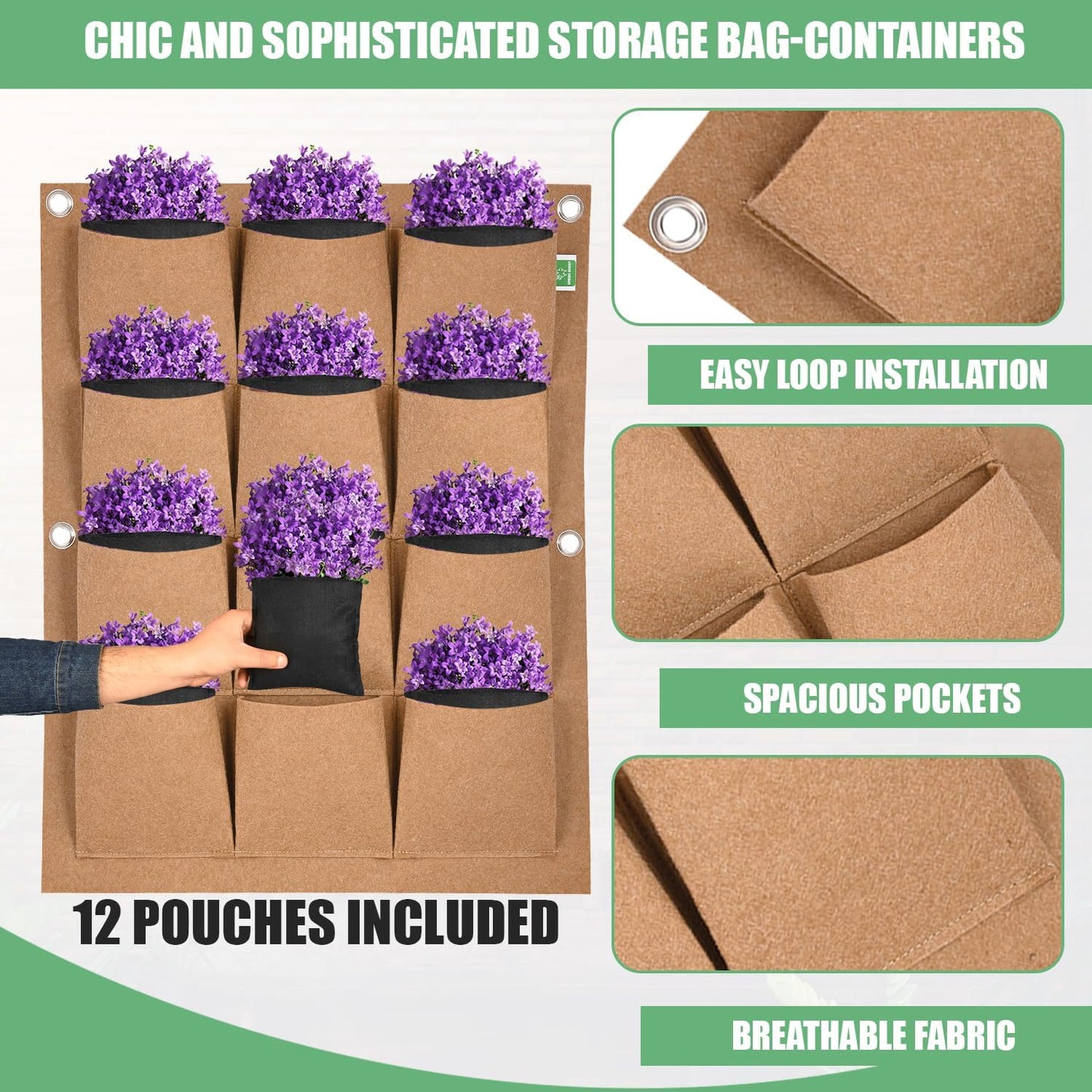 Chic Beige Felt Vertical Garden Panel | Elegant Wall Planter