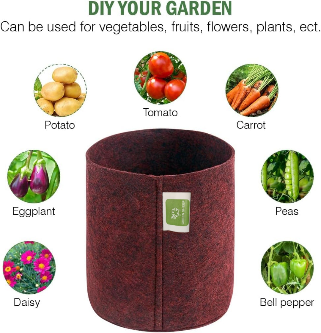 "Geo Fabric Plant Grow Bag Round Maroon"