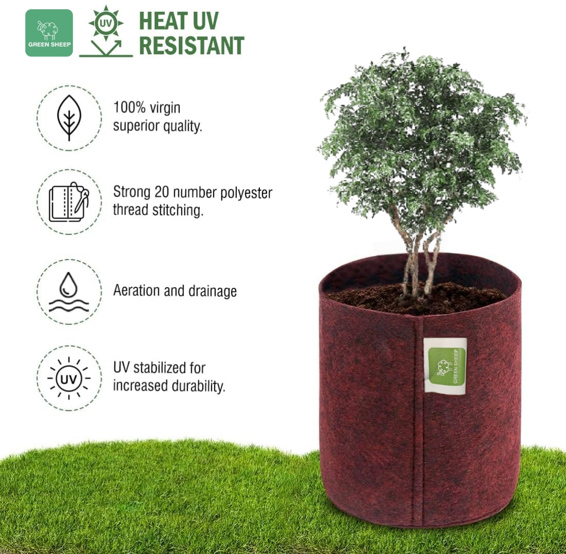 "Geo Fabric Plant Grow Bag Round Maroon"