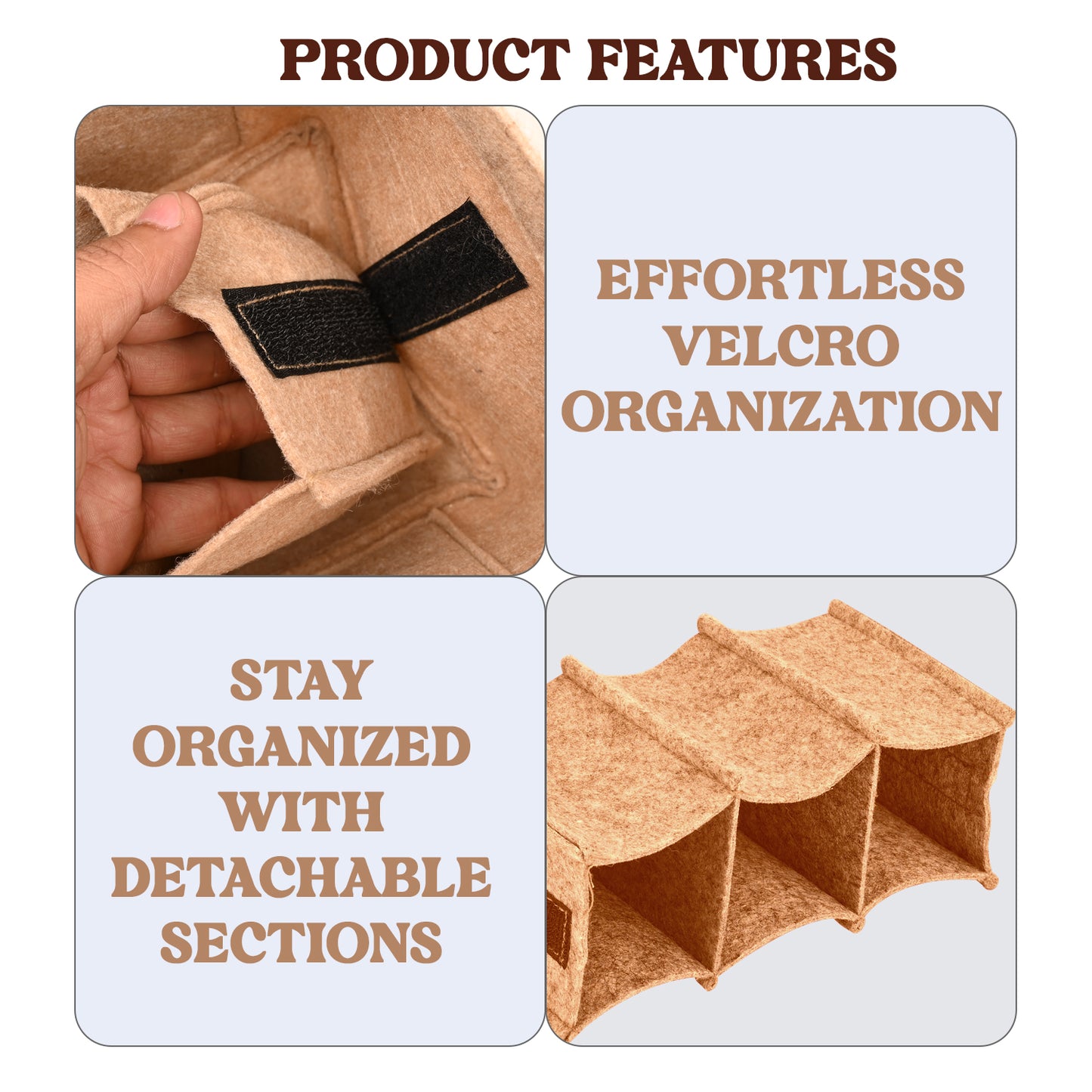 Elevate Your Style and Organization with Felt Purse Organizers: Find Your Perfect Fit (Beige)
