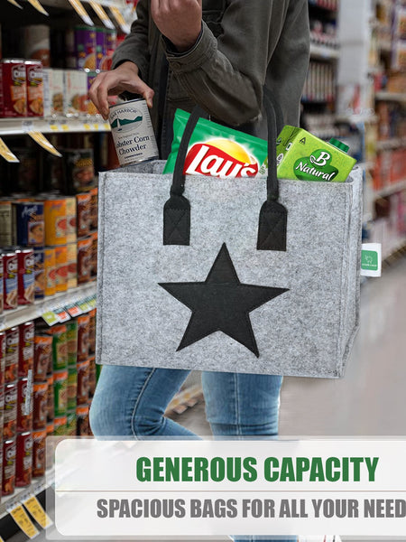 Eco-Friendly Felt Handbags: Chic, Sustainable Solutions for Shopping and Beyond (Light Grey)