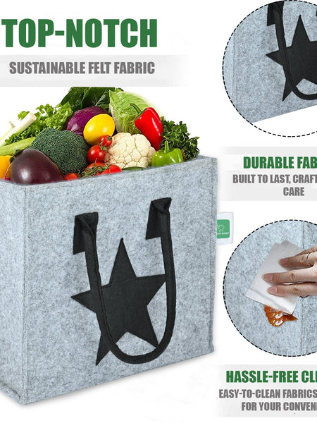 Eco-Friendly Felt Handbags: Chic, Sustainable Solutions for Shopping and Beyond (Light Grey)