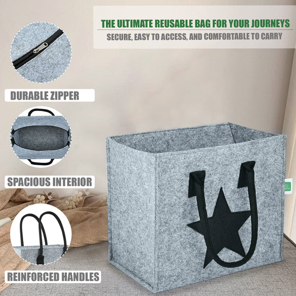Eco-Friendly Felt Handbags: Chic, Sustainable Solutions for Shopping and Beyond (Light Grey)