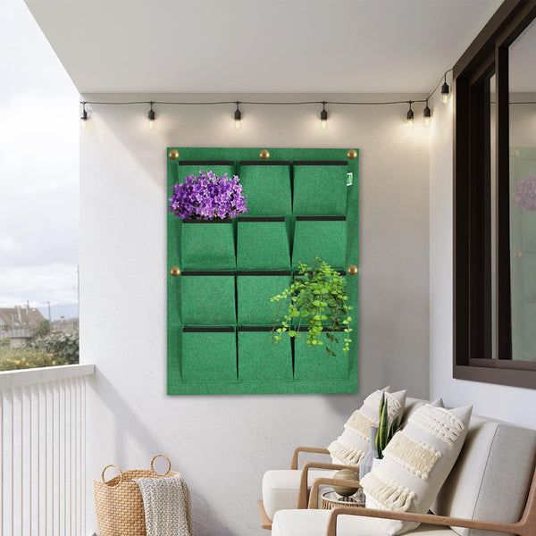 Vibrant Green Felt Vertical Garden Panel | Stylish Wall Planter