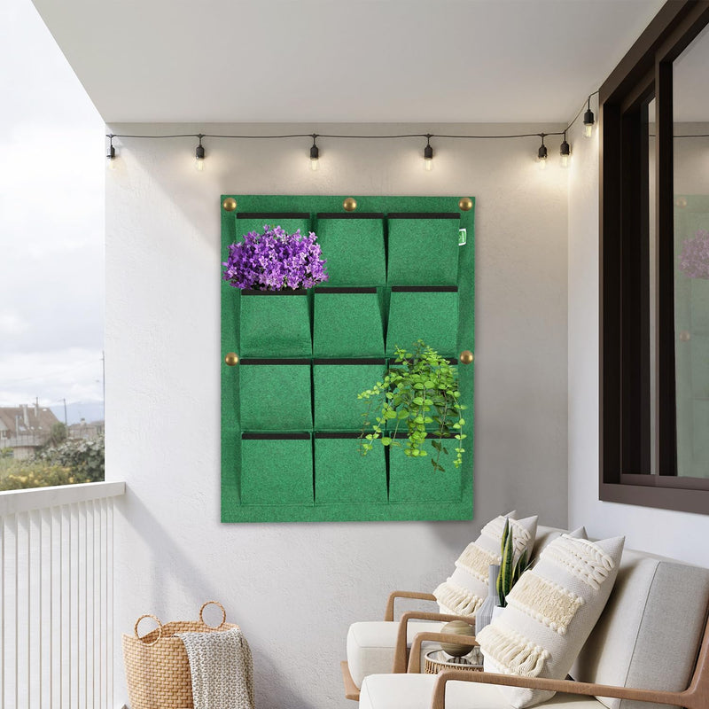 Vibrant Green Felt Vertical Garden Panel | Stylish Wall Planter