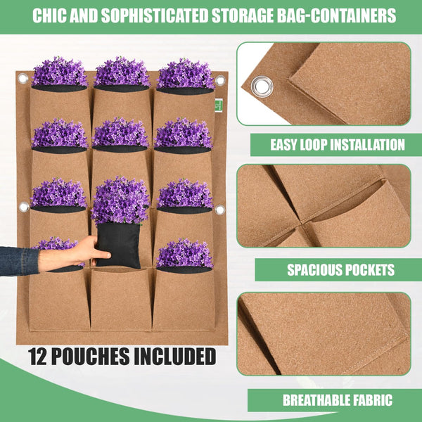 Chic Beige Felt Vertical Garden Panel | Elegant Wall Planter