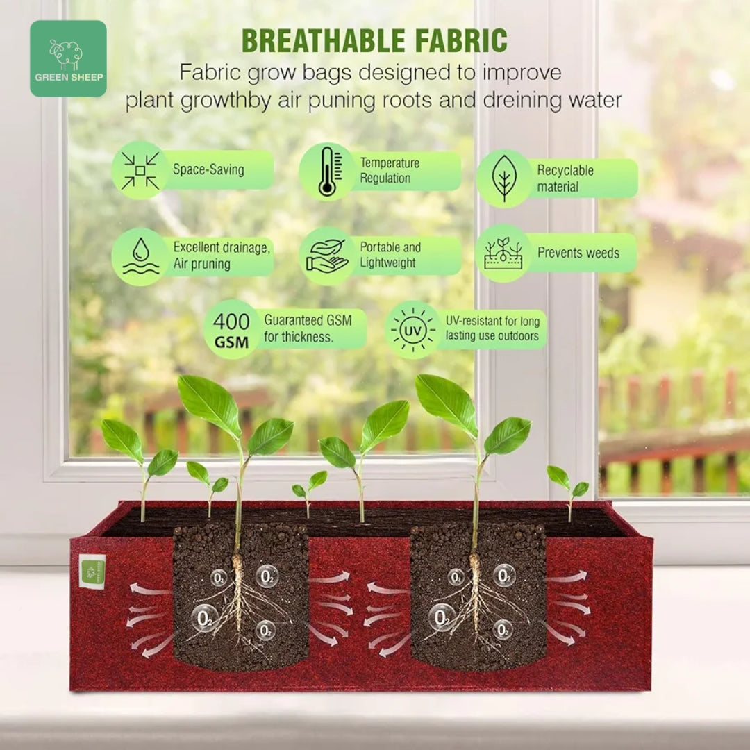 "Geo Fabric Plant Grow Bags: Durable, Breathable, and Stylish Garden Containers (Maroon) "