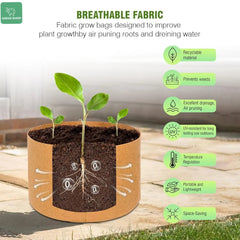 Geo Fabric Plant Grow Bags Premium for Healthy Roots and Optimal Growth Round Camel