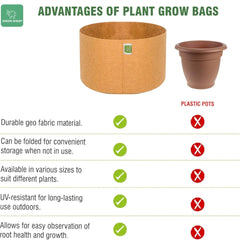 Geo Fabric Plant Grow Bags Premium for Healthy Roots and Optimal Growth Round Camel