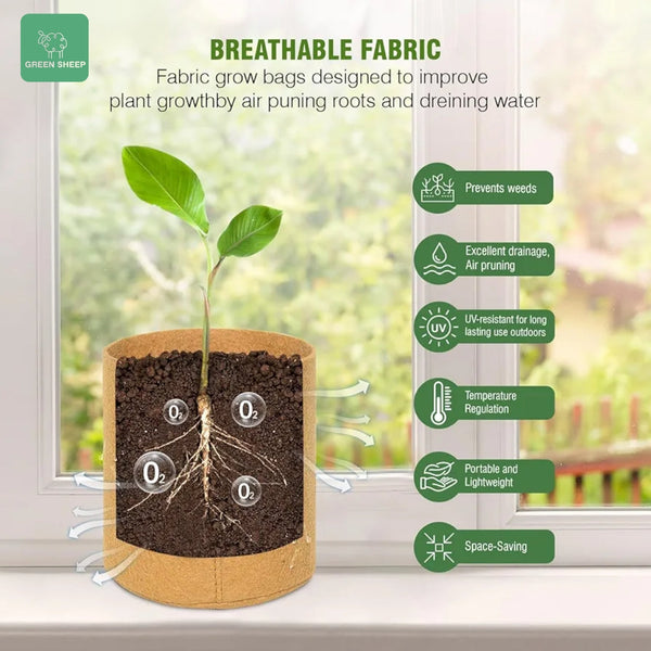 Geo Fabric Plant Grow Bags: Optimal Solutions for Thriving Plants Round camel